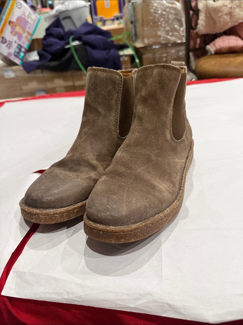 Born Women's Taupe Suede Chelsea Ankle Booties - Picture 2 of 5